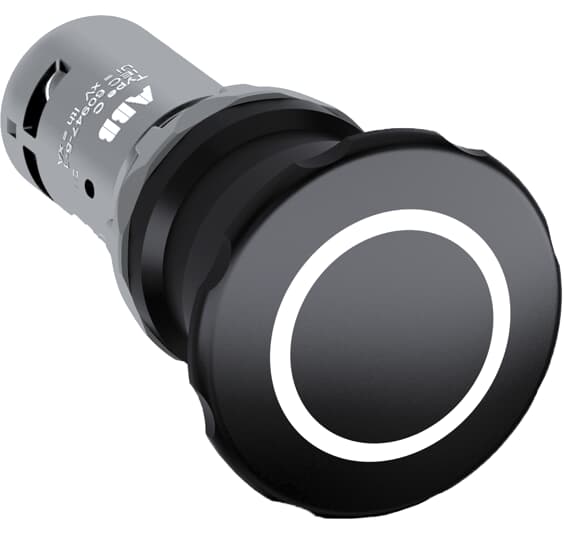 ABB Controls 22mm Pushbutton; Black Mushroom - 40mm; Standard - Plastic; ; 1NO / 1NC; Pull-to-Reset